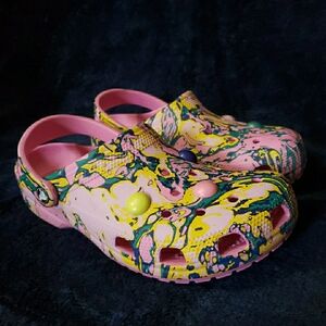 Crocs Classic Bubble Marble clogs in Taffy Pink Multi-Color Exclusive to ASOS